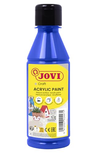 Jovi Acrylfarbe Jovidecor, hochdeckend, für alle Untergründe, auf Wasserbasis, 1 Flasche mit 250 ml Inhalt, ultrablau von Jovi