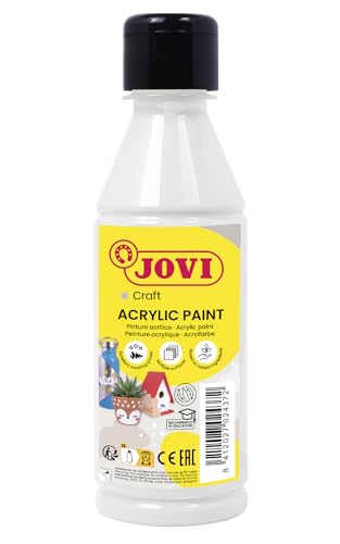 Jovi Acrylfarbe Jovidecor, hochdeckend, für alle Untergründe, auf Wasserbasis, 1 Flasche mit 250 ml Inhalt, weiß von Jovi