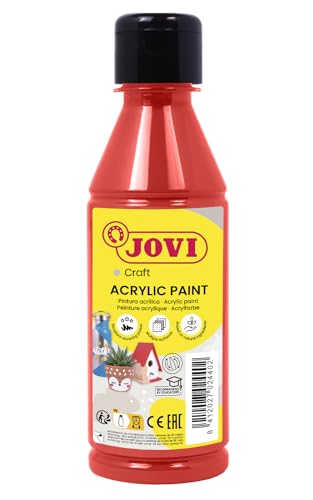 Jovi Acrylfarbe Jovidecor, hochdeckend, für alle Untergründe, auf Wasserbasis, 1 Flasche mit 250 ml Inhalt, zinnoberrot von Jovi
