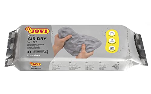Jovi Air Dry Modelliermasse, gebrauchsfertig, lufttrocknend, auf Basis von Feuchtton, 1 kg in grau von Jovi