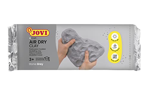 Jovi Air Dry Modelliermasse, gebrauchsfertig, lufttrocknend, auf Basis von Feuchtton, 250 g in grau von Jovi