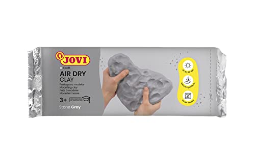 Jovi Air Dry Modelliermasse, gebrauchsfertig, lufttrocknend, auf Basis von Feuchtton, 500 g in grau von Jovi