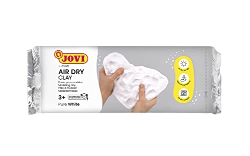 Jovi Air Dry Modelliermasse, gebrauchsfertig, lufttrocknend, auf Basis von Feuchtton, 500 g in weiß von Jovi