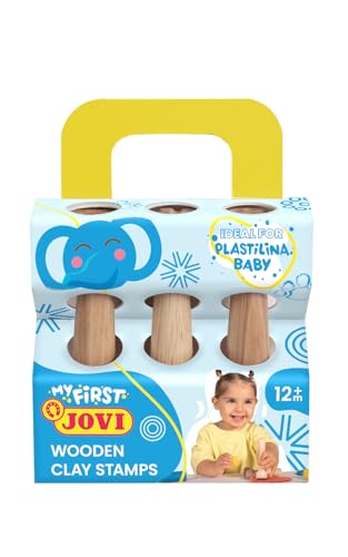 Jovi Baby Knete - 3 Holzstempel, verschiedene Designs, Modellierwerkzeuge für Kinder ab 12 Monaten (379/3WS) von Jovi