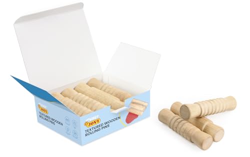 Jovi Babyknete – 9 Rollen aus Holz, 3 verschiedene Texturen (3 Stück pro Design), Modellierwerkzeuge für Kinder ab 12 Monaten, Schulformat (379/9RP) von Jovi