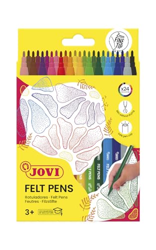Jovi - FELT PEN Fineliner, feine Spitze, 24-farbiges Etui, 2 mm Spitze von Jovi