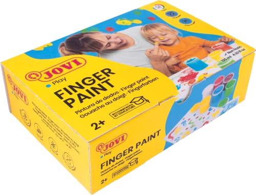 Jovi Fingerfarbe für Kinder ab 2 Jahren, gute Deckkraft, cremige Konsistenz, unbedenkliche Inhaltsstoffe, 6 Farben je 125 ml von Jovi