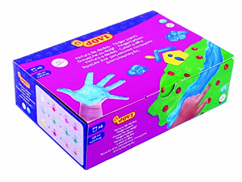 Jovi Fingerfarbe für Kinder ab 2 Jahren, gute Deckkraft, cremige Konsistenz, unbedenkliche Inhaltsstoffe, 6 Farben je 125 ml von Jovi