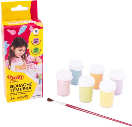 Jovi Plakatfarbe, flüssige Tempera, 6 Pastellfarben je 15 ml & Pinsel, Sortiert Jovi Plakatfarbe, flüssige Tempera, 6 Pastellfarben je 15 ml & Pinsel, Sortiert von Jovi