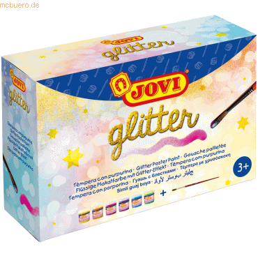 Jovi Plakatfarbe Glitter Tempera Set VE=6 Dosen a 55ml + Pinsel Jovi Plakatfarbe Glitter Tempera Set VE=6 Dosen a 55ml + Pinsel von Jovi