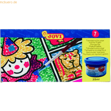 Jovi Plakatfarbe Tempera Schuleset VE=7 Farben a 35ml + Pinsel von Jovi