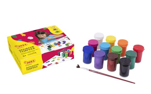 Jovi Plakatfarben Set, Tempera für die Schule, auf Wasserbasis, 12 Farben je 15 ml von Jovi