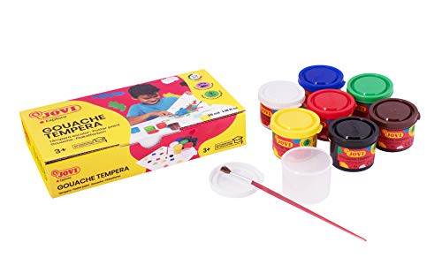 Jovi Plakatfarben Set, Tempera für die Schule, auf Wasserbasis, 7 Farben je 35 ml & Pinsel Jovi Plakatfarben Set, Tempera für die Schule, auf Wasserbasis, 7 Farben je 35 ml & Pinsel von Jovi