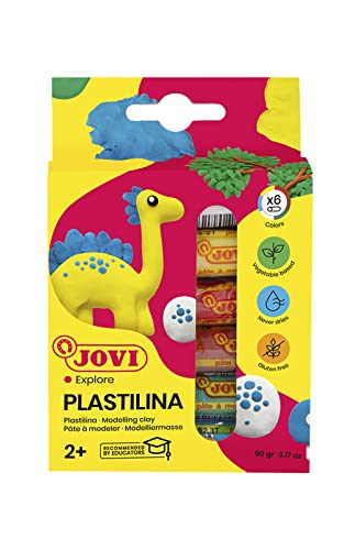 Jovi Plastilin, leicht formbare Modelliermasse für Kinder ab 2 Jahren, 6 Farben je 15g von Jovi