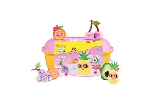 Jovi - Play&Fun Sweet Obstknete Set, 24 Tabletten à 15 g, 3 Schablonen mit Ausschnitten und 3 Modellierwerkzeuge, Geschenke und Bastelarbeiten für Kinder ab 3 Jahren (2202) von Jovi