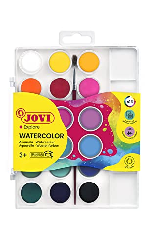 Jovi Wasserfarbkasten, 18 Wasserfarben mit Pinsel und Mischpalette Jovi Wasserfarbkasten, 18 Wasserfarben mit Pinsel und Mischpalette von Jovi
