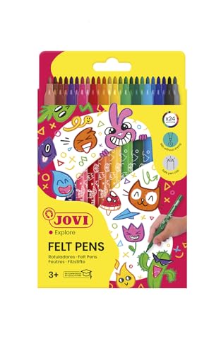 Jovi dünne Filzstifte, Strichbreite: 3,0 mm, auswaschbar, ergonomisches Vorderteil, Set mit 24 Farben Jovi dünne Filzstifte, Strichbreite: 3,0 mm, auswaschbar, ergonomisches Vorderteil, Set mit 24 Farben von Jovi