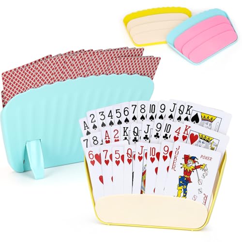 Joxessaien 2 Stück Kartenhalter Kinder, 2 Farbe Kartenhalter Spielkarten, Spielkartenhalter für Kinder, Erwachsene und äLtere Menschen von Joxessaien