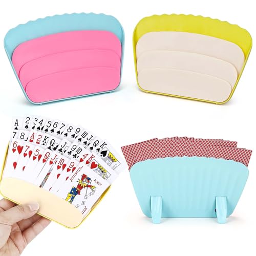Joxessaien 4 Stück Kartenhalter Kinder, 2 Farbe Kartenhalter Spielkarten, Spielkartenhalter für Kinder, Erwachsene und äLtere Menschen von Joxessaien