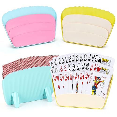 Joxessaien 4 Stück Kartenhalter Kinder, 2 Farbe Kartenhalter Spielkarten, Spielkartenhalter für Kinder, Erwachsene und äLtere Menschen von Joxessaien