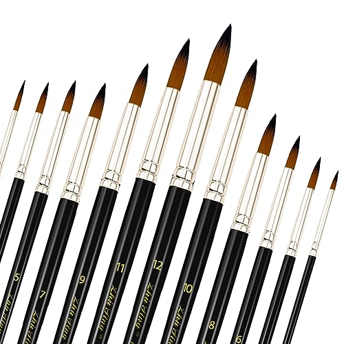 12 Stück Nylon Pinsel Künstlerpinsel Pinsel Set Malen Nylonhaar Künstler Acrylpinsel für Aquarell Acryl Ölgemälde Schwarz 12 Stück Nylon Pinsel Künstlerpinsel Pinsel Set Malen Nylonhaar Künstler Acrylpinsel für Aquarell Acryl Ölgemälde Schwarz von Joy & Inspiration