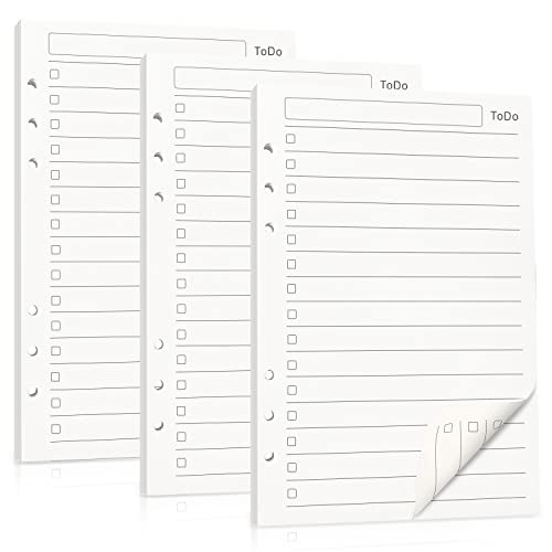 Nachfüllpapier A5 Nachfüllbar 3 Pack Notizpapier 6 Löcher Aufgabenliste Nachfüllpapier 135 Blatt Refill Paper Nachfülleinlagen für Agenden Planer Tagebücher Tägliches Tagebuch von Joy & Inspiration