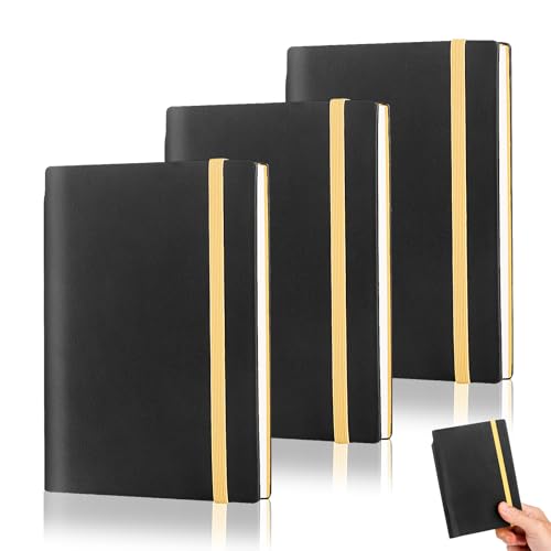 3 Stück Notizbuch A6 Notizblock Klein, Leder Notizbuch 192 Seiten Notizbücher Set mit Gummizugverschluss, 9.6 x 14,5cm Mini Stifthalter Notizblock Schwarz Reisetagebuch für Büro und Schule, Notizheft 3 Stück Notizbuch A6 Notizblock Klein, Leder Notizbuch 192 Seiten Notizbücher Set mit Gummizugverschluss, 9.6 x 14,5cm Mini Stifthalter Notizblock Schwarz Reisetagebuch für Büro und Schule, Notizheft von Joy & Inspiration