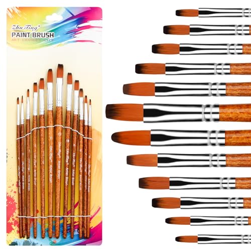 Acryl Pinsel Set 12 Stück für Acrylfarben, Nylon Künstlerpinsel Aquarellpinsel Borstenpinsel Set, Ölfarben Brush Set Malpinsel Synthetik Pinsel für Anfänger Künstler Erwachsene Kinder Acryl Pinsel Set 12 Stück für Acrylfarben, Nylon Künstlerpinsel Aquarellpinsel Borstenpinsel Set, Ölfarben Brush Set Malpinsel Synthetik Pinsel für Anfänger Künstler Erwachsene Kinder von Joy & Inspiration