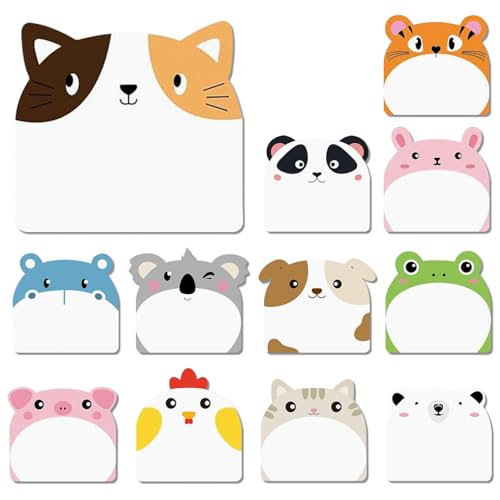 Bunt Cartoon Haftnotizen Kinder Sticky Notes, 12 Packungen Tier Klebezettel Klein Post It, Süße Selbstklebende Notizzettel Mitgebsel Party Taschen Füller Kinder Geschenke, Büro Schule Haus Kühlschrank von Joy & Inspiration