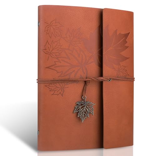 PU Leder Notizbuch A5 Ringbuch Nachfüllbar mit Innertaschen Budget Binder A5 Tagebuch für Erwachsene, 160 Vintage Seiten Blanko Nachfüllbar Reisetagebuch zum Schreiben für Mädchen Jungen (Braun) von Joy & Inspiration