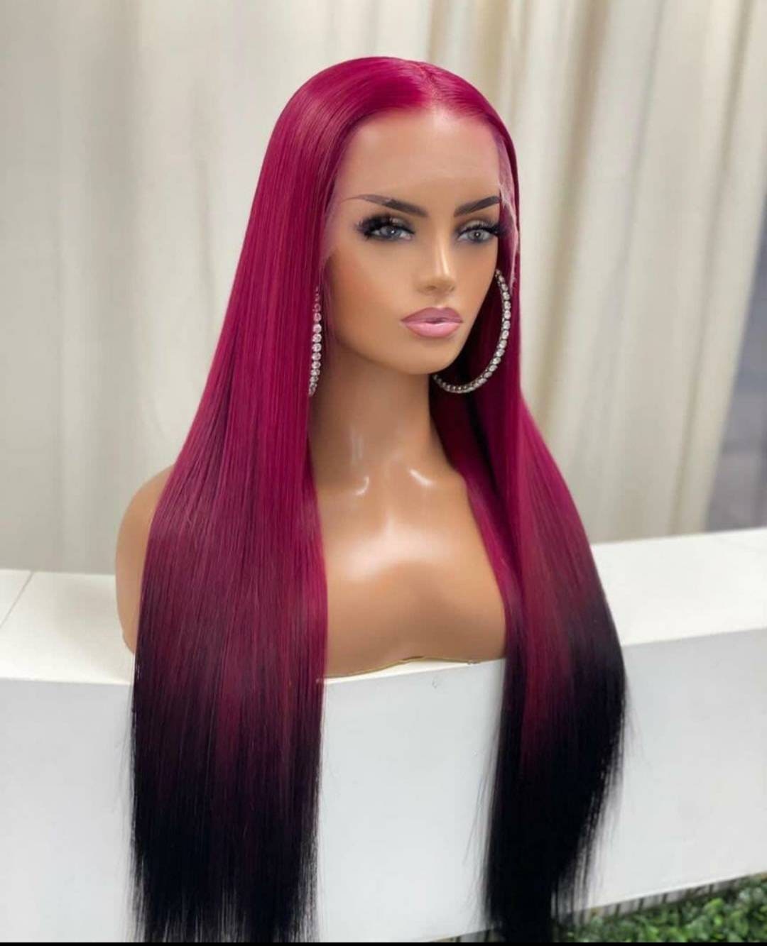 Neu Herbst Burgund Aus Wurzel Und Schwarzem Ende Personalisierte Farbe 13x4 Frontal Spitze Wig Human Hair Neu Herbst Burgund Aus Wurzel Und Schwarzem Ende Personalisierte Farbe 13x4 Frontal Spitze Wig Human Hair von JoyBeautyBoutique