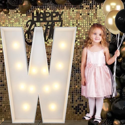 122 cm Festzelt, beleuchtete Buchstaben W, großer Festzelt-Buchstabe für Babyparty, Geburtstag, Verlobung, Hochzeit, Marry Me, Party-Dekoration von JoyBox Design