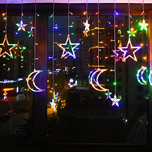 JoyFan Solarbetriebene LED-Vorhang Leuchten LED Lichterketten Star Moon LED Vorhang Lichter Girlande Hochzeit Dekorationen für Ramadan, Weihnachten, Hochzeit, Party, Zuhause, Terrasse, Rasen JoyFan Solarbetriebene LED-Vorhang Leuchten LED Lichterketten Star Moon LED Vorhang Lichter Girlande Hochzeit Dekorationen für Ramadan, Weihnachten, Hochzeit, Party, Zuhause, Terrasse, Rasen von JoyFan