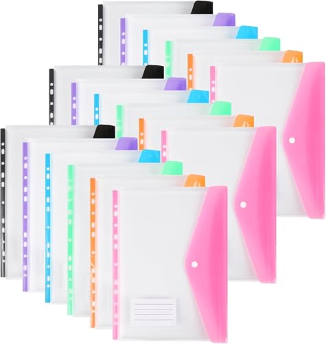 Kunststoffhüllen A4, gelocht, 11 Löcher, erweiterbare Ordner, Ordner für 2/3/4-Ring-Dokumententasche mit Druckknopf und Etikett, lose Blätter, transparent, für Büro, Schule, Zuhause(18pcs-Side Open) Kunststoffhüllen A4, gelocht, 11 Löcher, erweiterbare Ordner, Ordner für 2/3/4-Ring-Dokumententasche mit Druckknopf und Etikett, lose Blätter, transparent, für Büro, Schule, Zuhause(18pcs-Side Open) von JoyMaxJoy