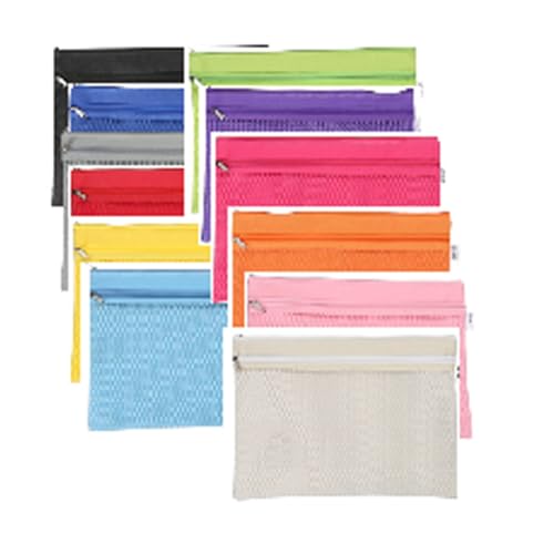 Reißverschlusstaschen A4, Oxford-Stoff Mesh-Taschen Dokumententasche,doppellagiges Wasserdichte Zipper Tasche zur Aufbewahrung von Ordnern, Schreibwaren,Kosmetik, Schule, Büro, Reisen (Rainbow-12PCS) Reißverschlusstaschen A4, Oxford-Stoff Mesh-Taschen Dokumententasche,doppellagiges Wasserdichte Zipper Tasche zur Aufbewahrung von Ordnern, Schreibwaren,Kosmetik, Schule, Büro, Reisen (Rainbow-12PCS) von JoyMaxJoy