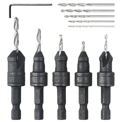 5-teiliges Kegelsenker-Bohrer-Set, Senkbohrer Holz 82°, Senklochbohrer für #5, 6, 8, 10, 12 Schrauben, 1 Inbusschlüssel 5-teiliges Kegelsenker-Bohrer-Set, Senkbohrer Holz 82°, Senklochbohrer für #5, 6, 8, 10, 12 Schrauben, 1 Inbusschlüssel von Joyan