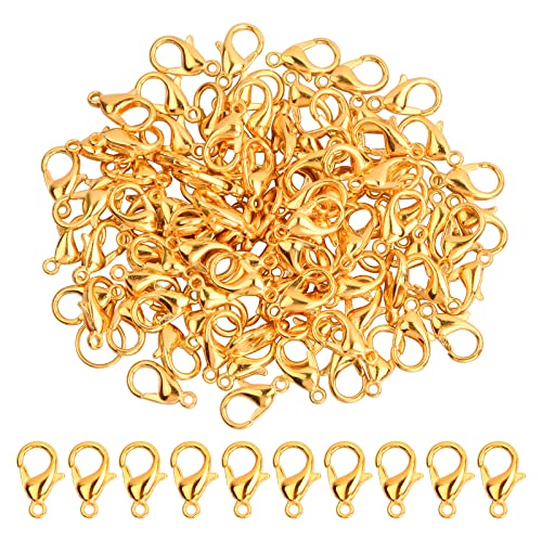 50 Stk. Kettenverschluss Karabinerverschluss, Halskette Verschluss Schmuckverschluss Armbandverschlusse, Hummerklauenverschlüsse für DIY Armband Halsketten, 12mm(Gold) von Joyan