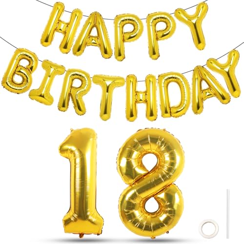 Goldene Zahlenballons – 101,6 cm & 40,6 cm – 18. Geburtstag Goldene Zahlenballons – 101,6 cm & 40,6 cm – 18. Geburtstag von Joybble