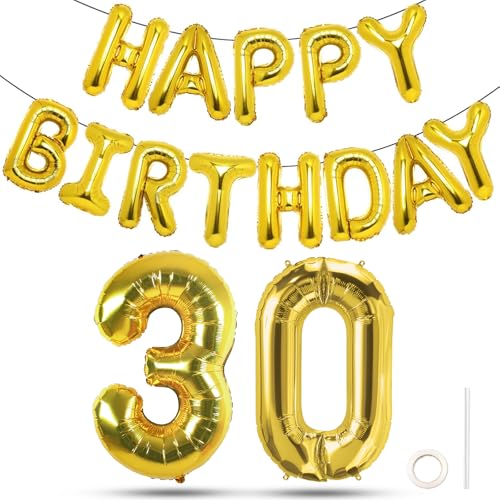 Goldene Zahlenballons – 101,6 cm & 40,6 cm – 30. Geburtstag Goldene Zahlenballons – 101,6 cm & 40,6 cm – 30. Geburtstag von Joybble