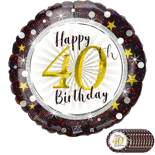 Joybble Luftballons zum 40. Geburtstag, schwarz, glitzernd, 40. Geburtstag, 45,7 cm, runde Folienballons, Party-Dekorationen für Damen und Herren, Jubiläumsdekoration, 10 Stück von Joybble