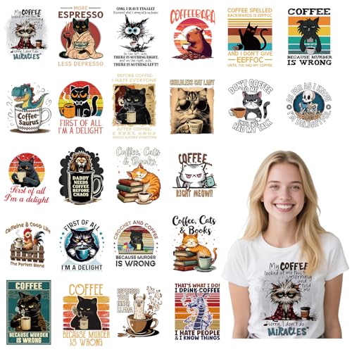 Coffee DTF Transfers, fertig zum Drücken, 24 Blatt, niedliche Tiere, Kaffeetasse, Bügelbilder für T-Shirts, lustige Tiere, Capybara, Katze, Wärmeübertragung, Bügelbilder für Kleidung, Tasche Coffee DTF Transfers, fertig zum Drücken, 24 Blatt, niedliche Tiere, Kaffeetasse, Bügelbilder für T-Shirts, lustige Tiere, Capybara, Katze, Wärmeübertragung, Bügelbilder für Kleidung, Tasche von Joybileefun