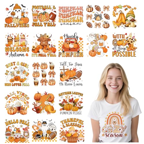 DTF Transfers, bereit zum Drücken, 20 Blatt Welcome Autumn Howdy Pumpkin Iron On Transfers für T-Shirts, Herbststimmungen, Kürbissaison, Wärmeübertragung, Bügelbilder für Kleidung, Tasche DTF Transfers, bereit zum Drücken, 20 Blatt Welcome Autumn Howdy Pumpkin Iron On Transfers für T-Shirts, Herbststimmungen, Kürbissaison, Wärmeübertragung, Bügelbilder für Kleidung, Tasche von Joybileefun