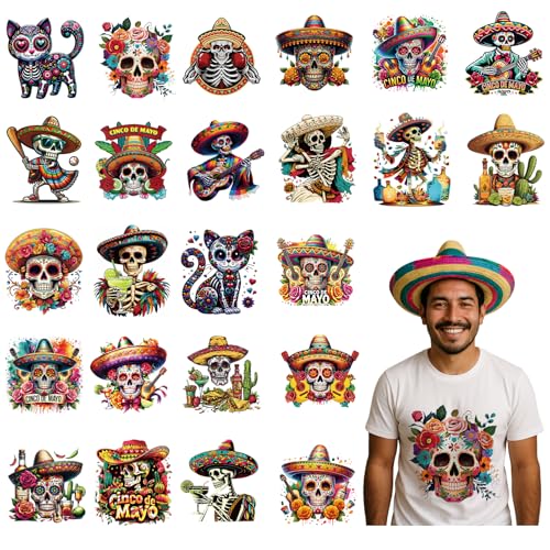 Day of the Dead Bügelbilder – 24 Blatt Día de Los Muertos DTF Transfers Ready to Press Día de Muertos Gothic Skull Heat Transfer Iron on Patches for T Shirts Clothes Bag Pillow Covers DIY Day of the Dead Bügelbilder – 24 Blatt Día de Los Muertos DTF Transfers Ready to Press Día de Muertos Gothic Skull Heat Transfer Iron on Patches for T Shirts Clothes Bag Pillow Covers DIY von Joybileefun