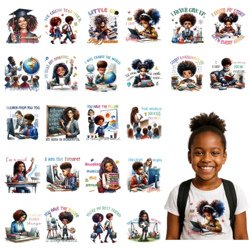 Joybileefun Aufnäher zum Aufbügeln, Motiv: Schwarze Mädchen, 24 Blatt, DTF-Übertragung, bereit zum Drücken, inspirierende Wärmeübertragung, Bügelbilder für T-Shirts, Kleidung, Taschen, Kissenbezüge Joybileefun Aufnäher zum Aufbügeln, Motiv: Schwarze Mädchen, 24 Blatt, DTF-Übertragung, bereit zum Drücken, inspirierende Wärmeübertragung, Bügelbilder für T-Shirts, Kleidung, Taschen, Kissenbezüge von Joybileefun