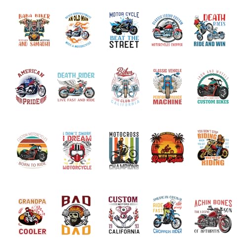 Motorrad DTF Transfers Ready to Press – Joybileefun 20 Blatt Motocross Bügelbilder für T-Shirts, Motorräder, Wärmeübertragung, Bügelbilder für Kleidung, Tasche, Kissenbezüge, DIY Motorrad DTF Transfers Ready to Press – Joybileefun 20 Blatt Motocross Bügelbilder für T-Shirts, Motorräder, Wärmeübertragung, Bügelbilder für Kleidung, Tasche, Kissenbezüge, DIY von Joybileefun