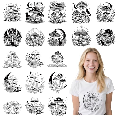 Mushroom DTF Transfers Ready to Press - 20 Sheets Mystical Mushroom Iron On Transfers for T Shirts Cat and Moon Heat Transfer Iron on Patches for Clothes Bag Pillow Cover DIY Mushroom DTF Transfers Ready to Press - 20 Sheets Mystical Mushroom Iron On Transfers for T Shirts Cat and Moon Heat Transfer Iron on Patches for Clothes Bag Pillow Cover DIY von Joybileefun