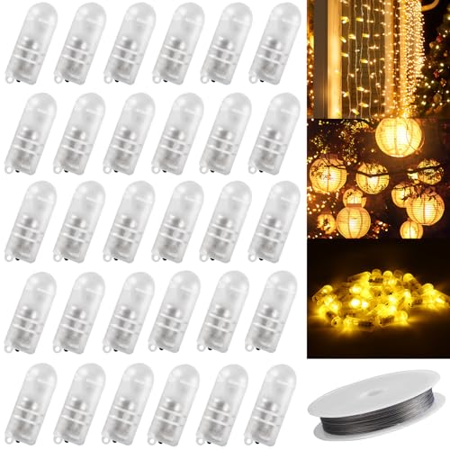 Joycabin 30 Stück Mini LED Lichter, LED Ballon Lichter, Laternenlichter, Außen Hängende Dekorationslichter, Papierlaternen Led Licht für Hochzeit, Halloween, Weihnachten, Party Dekorationslichter von Joycabin