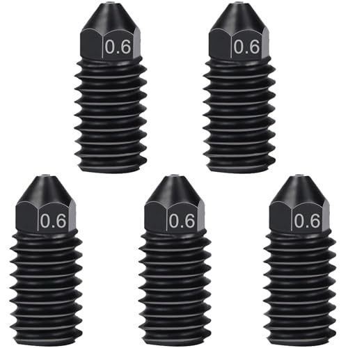 Joycabin 5 Stück 0.6 mm Gehärtete Stahldüsen für Bambu Lab A1/A1 Mini, 3D Drucker Schnelle Ersatzdüsen, Hardened Steel Nozzle 3D Drucker Extruder Nozzles für Bambulab A1/A1 Mini von Joycabin