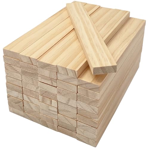 Joycabin 50 Stück Holzklötzchen zum Basteln, 100 x 20 x 7mm Bastelholz klötzchen Holzbausteine bastelklötzchen Hölzchen, Holzstäbchen Basteln Holz für Heimwerkerprojekte und DIY Deko Schnitzen von Joycabin