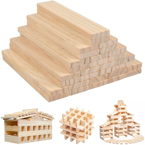 Joycabin 50 Stück Holzklötzchen zum Basteln, 160 x 22 x 8mm Bastelholz klötzchen Holzbausteine bastelklötzchen Hölzchen, Holzstäbchen Basteln Holz für Heimwerkerprojekte und DIY Deko Schnitzen von Joycabin